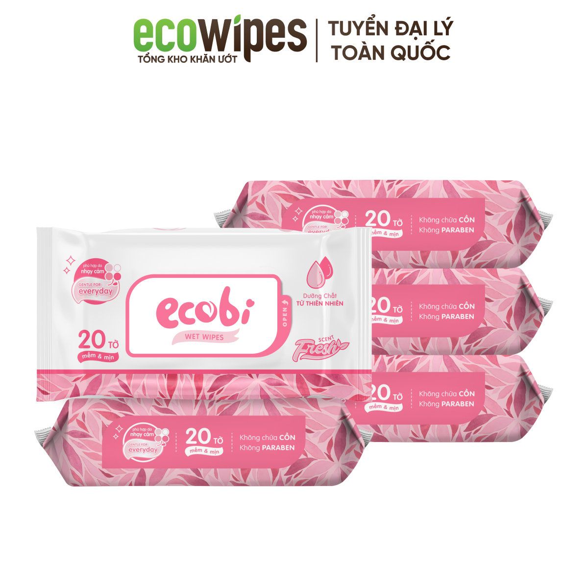 Khăn Ướt Ecobi Hương Dịu Nhẹ Cho Em Bé