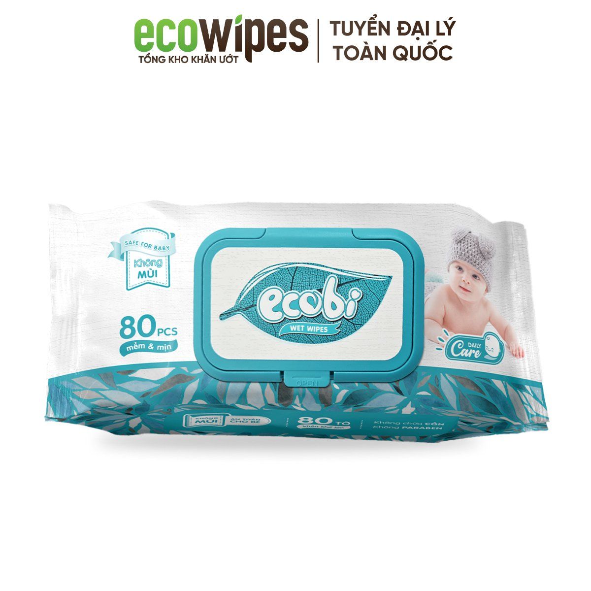 Khăn Ướt Ecobi Không Mùi Cho Em Bé
