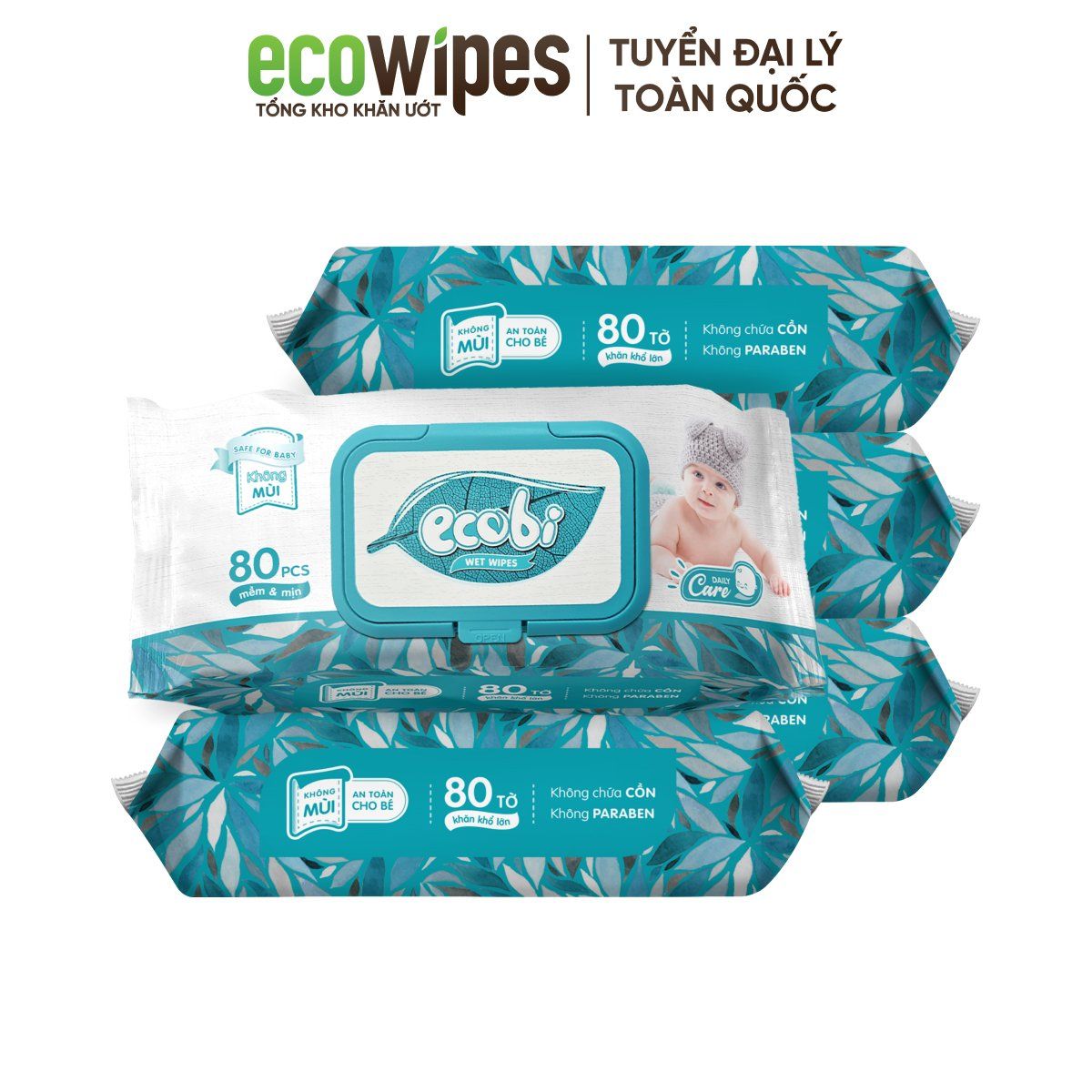 Khăn Ướt Ecobi Không Mùi Cho Em Bé